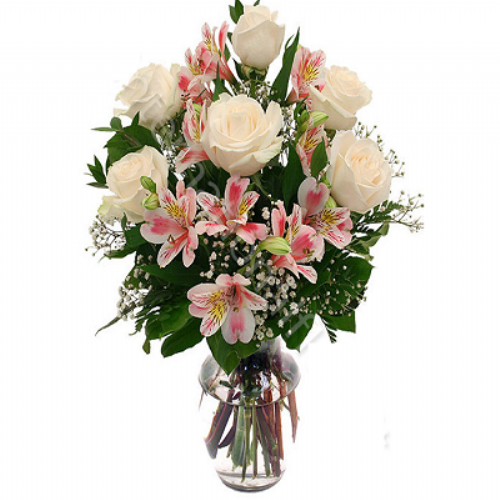 Alstroemeria and rose bouquet