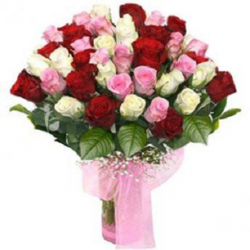 Colorful bouquet with 31 roses