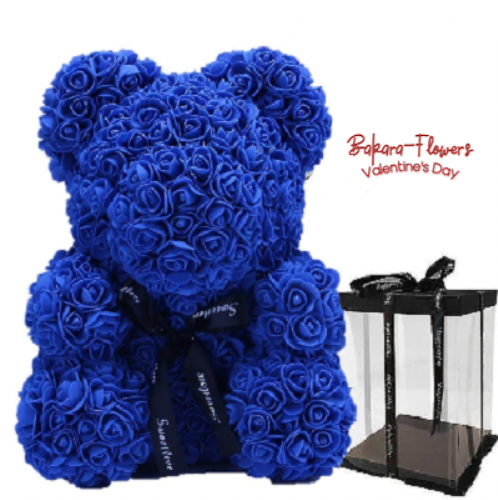 Αρκουδάκι από μπλε τριαντάφυλλα (L)