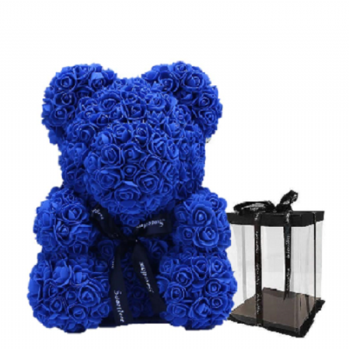 Αρκουδάκι από μπλε τριαντάφυλλα (M)
