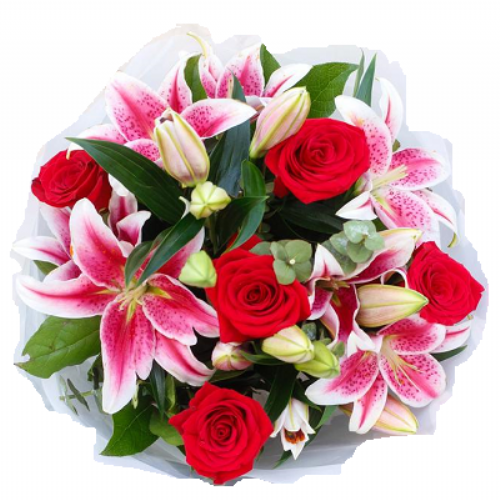 Pink Lilies and Red Roses