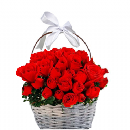 Basket with red roses