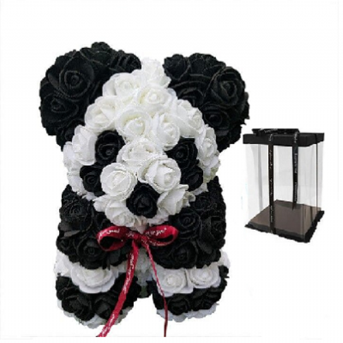 Αρκουδάκι Panda από τριαντάφυλλα (M)