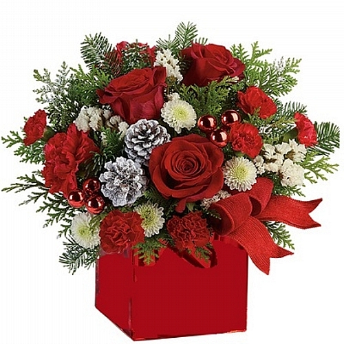 Χριστουγεννιάτικη σύνθεση σε κόκκινο κουτί Χριστουγεννιάτικη σύνθεση σε κόκκινο κουτί